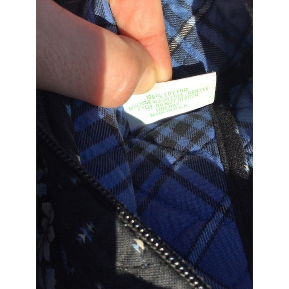 Vera Bradley womens fabric purse satchel 11” 11 in handbag black blue floral - Picture 15 of 16